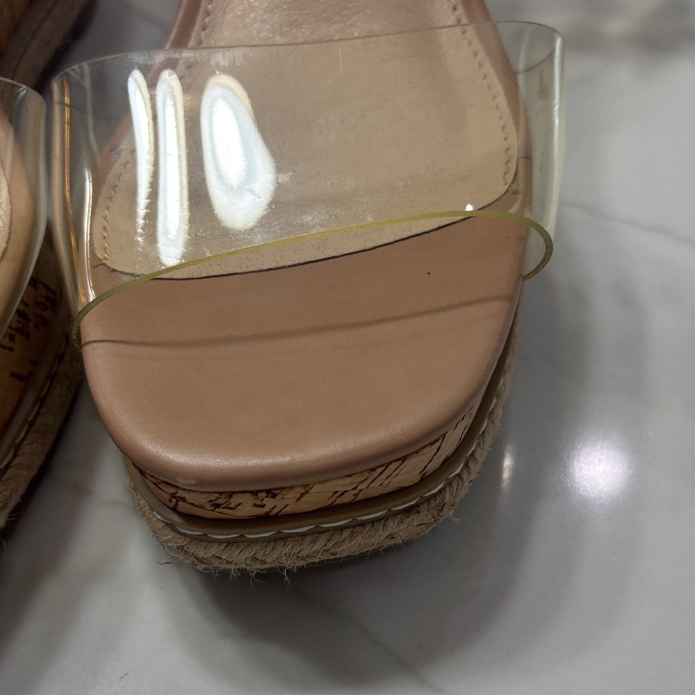Xappeal Nude Cork Wedge Sandals with Clear Straps - Picture 4 of 15